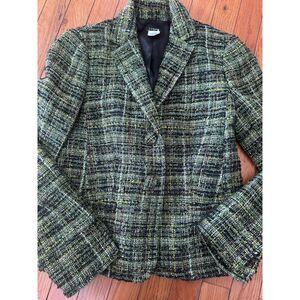 JCrew 2 Wool Blend Lined Jacket Blazer Green Multi